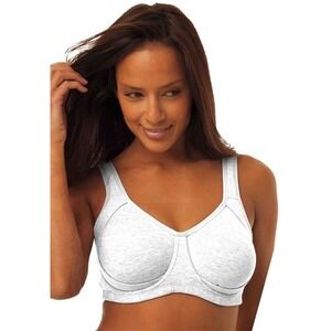 NWT Comfort Choice White Cotton Sports Bra 44DD 106382
